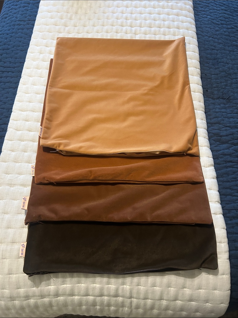 18x18 Velvet Fall Pillowcase Set in Tan, Brown & Dark Brown